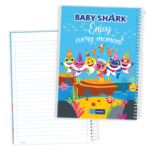 دفتر60 برگ خط‌دار کارتونی (Baby Shark) سیمی طلقی کد:9666
